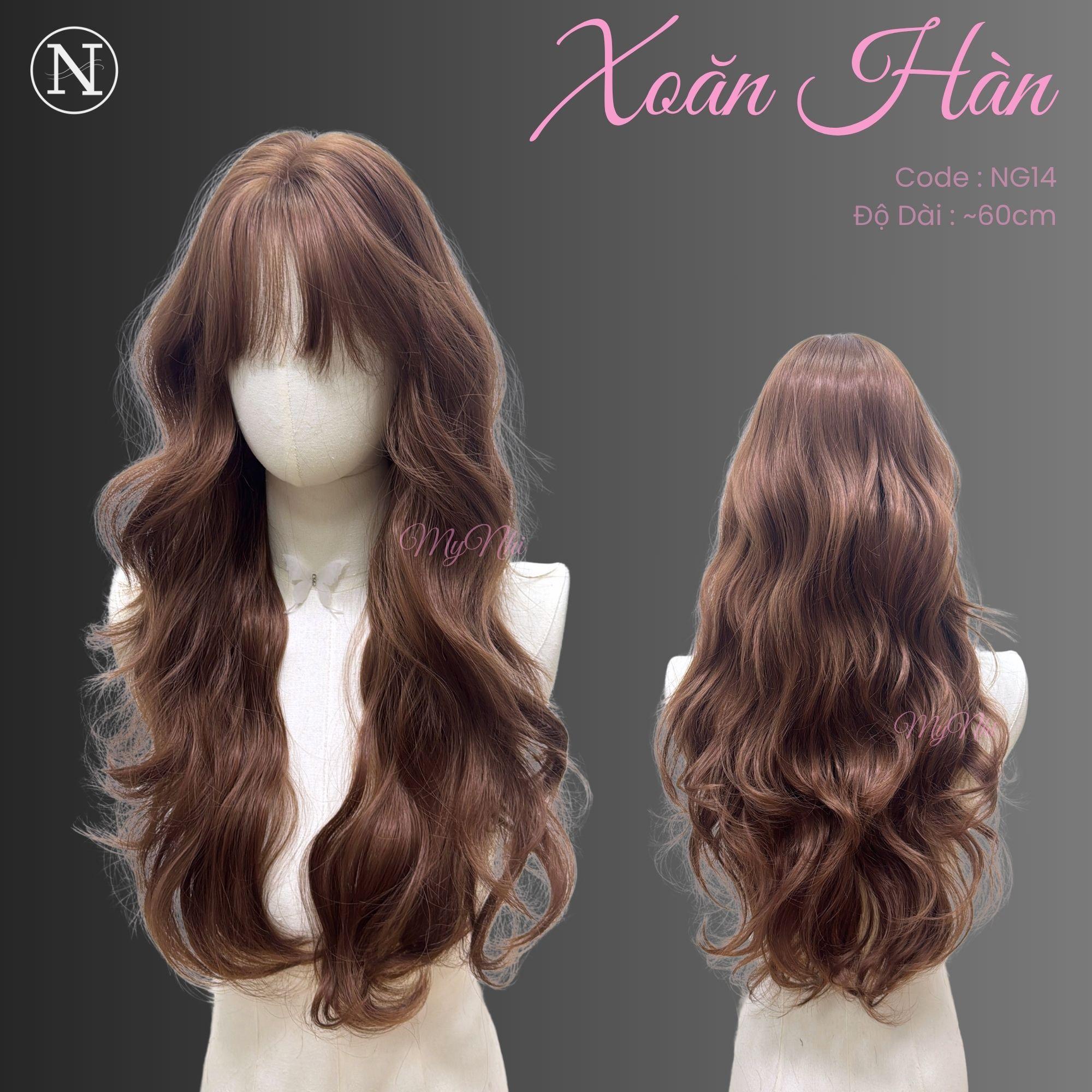 Tóc Giả Dệt Kim Xoăn Hàn Mái Thưa NG14 dài 60cm