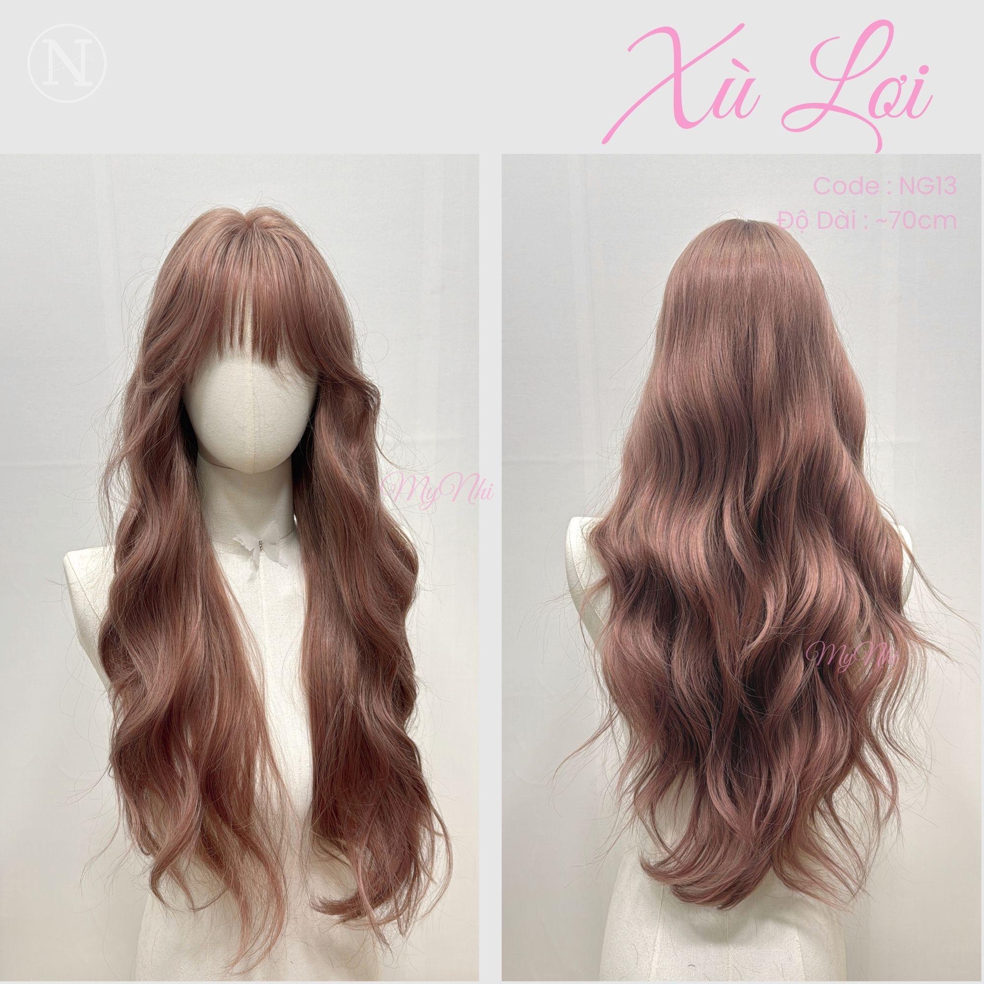 Tóc Giả Dệt Kim Xù Lơi Mái Thưa NG13 dài 70cm
