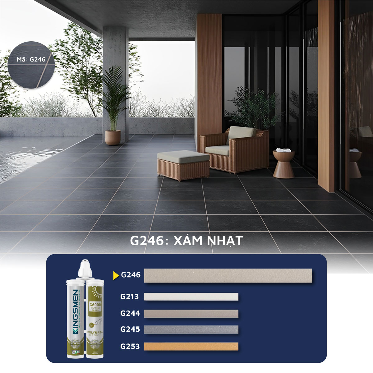 Keo Ron Gạch Kingsmen G6000 Chống UV - Sử Dụng Trong Nhà & Ngoài Trời