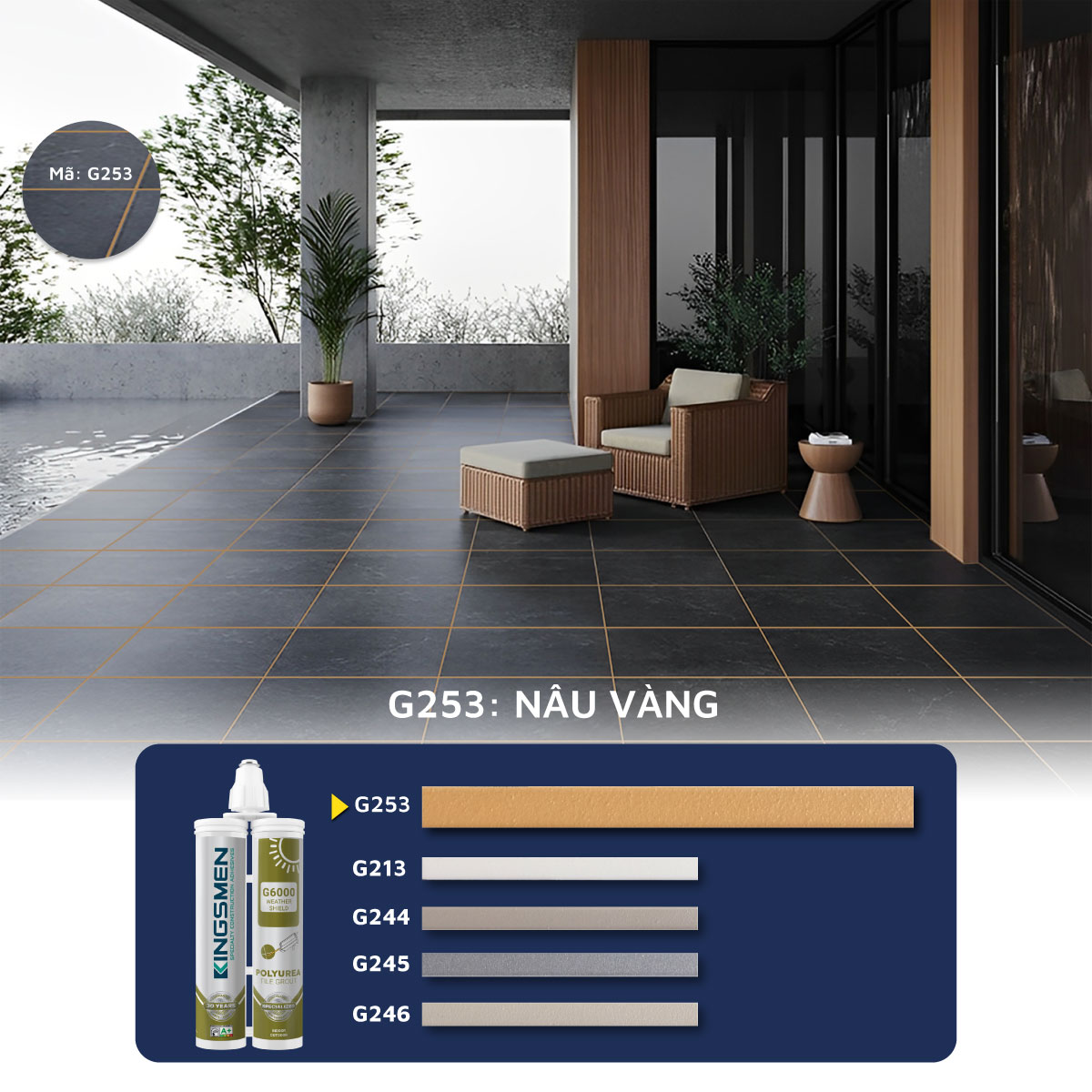 Keo Ron Gạch Kingsmen G6000 Chống UV - Sử Dụng Trong Nhà & Ngoài Trời