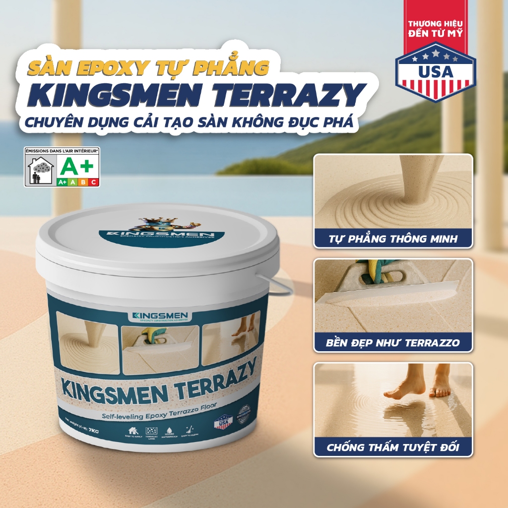 [1KG] Kingsmen Terrazy - Sàn tự phẳng thông minh thế hệ mới