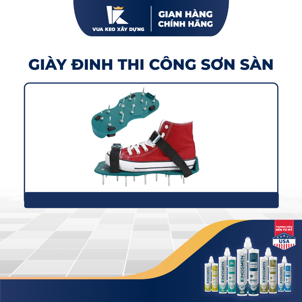 Giày đinh guốc đinh thi công sàn sơn epoxy thi công chống thấm, sơn sàn tự san phẳng