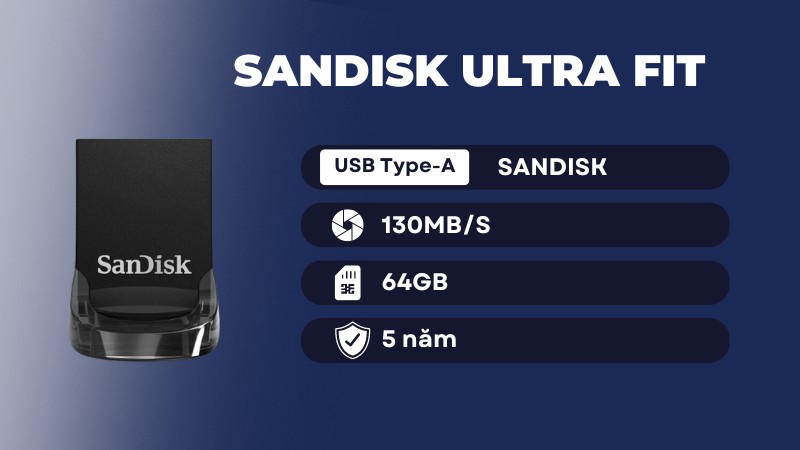 USB 3.1 Gen 1 Sandisk Ultra Fit SDCZ430 64GB 130MB/s SDCZ430-064G-G46