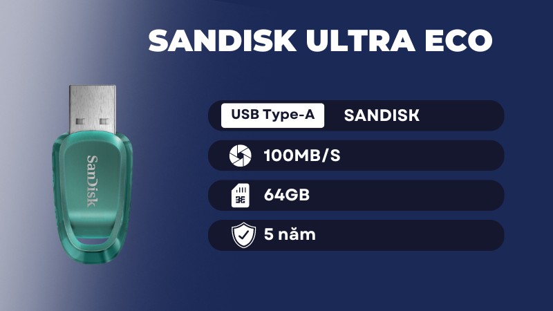 USB 3.2 Gen 1 SanDisk Ultra Eco SDCZ96 64GB 100MB/s SDCZ96-064G-G46
