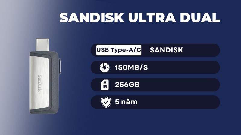 USB 3.1 OTG Sandisk Ultra Dual Type-C SDDDC2 256GB 150MB/s SDDDC2-256G-G46