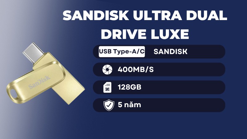 USB 3.2 OTG Sandisk Ultra Dual Drive Luxe SDDDC4 128GB 400MB/s SDDDC4-128G-G46GD