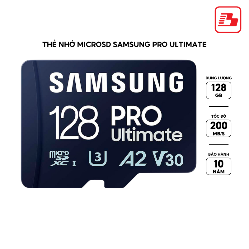 Thẻ nhớ microSD Samsung PRO Ultimate UHS-I 128GB kèm đầu đọc 3.0 upto 200MB/s MB-MY128SB/WW - Bảo hành 10 năm