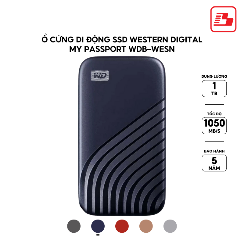 Ổ cứng di động SSD Western Digital My Passport 1TB 1050MB/s Xanh