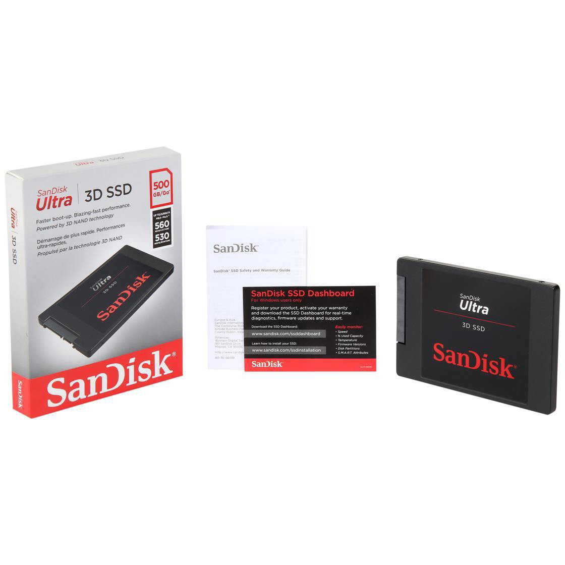 SSD gắn trong SanDisk Ultra 3D 500GB 2.5" SATA III upto 560MB/s SDSSDH3-500G-G25 - Bảo hành 5 năm