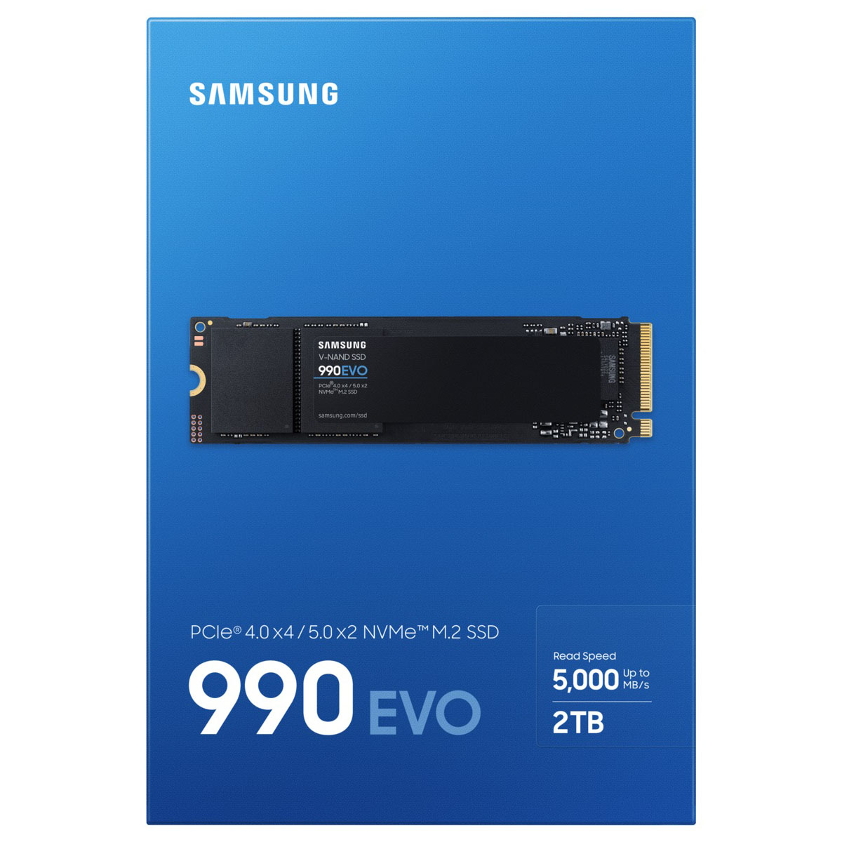 SSD gắn trong Samsung 990 Evo 2TB PCIe 4.0 x4 / PCIe 5.0 x2 NVMe V-NAND M.2 2280 upto 5000MB/s MZ-V9E2T0BW - Bảo hành 5 năm
