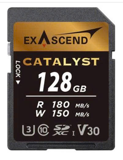 Thẻ nhớ SDXC Exascend Catalyst 128GB Class 10 V30 U3 UHS-I upto 180MB/s EX128GSDU1- Bảo hành 5 năm