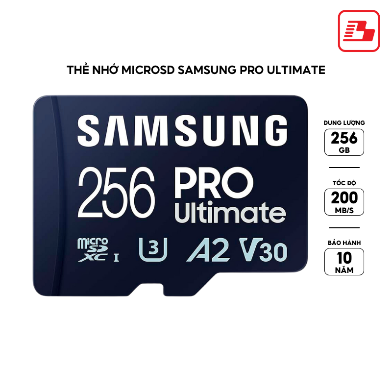 Thẻ nhớ microSD Samsung PRO Ultimate UHS-I 256GB kèm đầu đọc 3.0 upto 200MB/s MB-MY256SB/WW - Bảo hành 10 năm