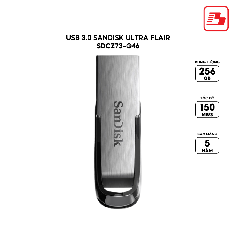 USB 3.0 SanDisk Ultra Flair SDCZ73 256GB 150MB/s SDCZ73-256G-G46 - Bảo hành 5 năm