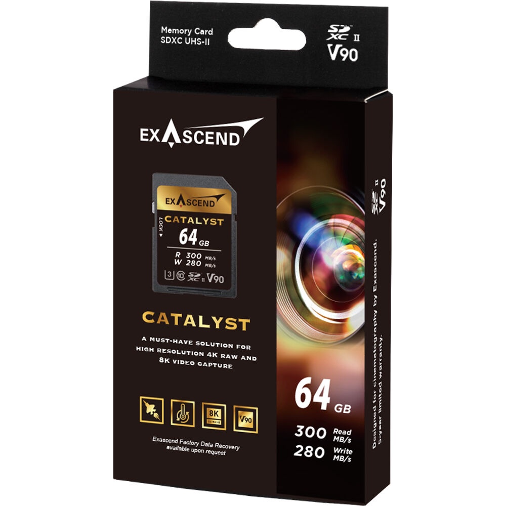 Thẻ Nhớ SDXC Exascend Catalyst 256GB C10 U3 V90 UHS-II SD upto 300MB/s EX256GSDU2 - Bảo hành 5 năm