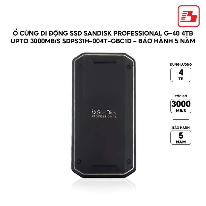 Ổ cứng di động SSD SanDisk Professional G-40 4TB upto 3000MB/s SDPS31H-004T-GBC1D - Bảo hành 5 năm