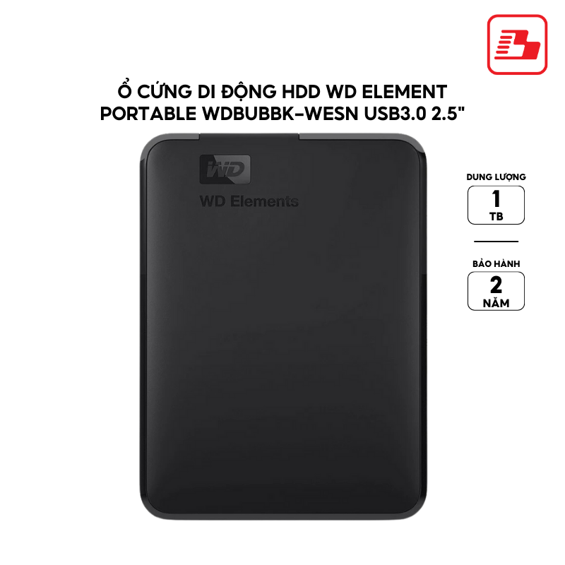 Ổ cứng di động HDD Western Digital Element Portable USB3.0 2.5" 1TB WDBUZG0010BBK-WESN - Bảo hành 2 năm