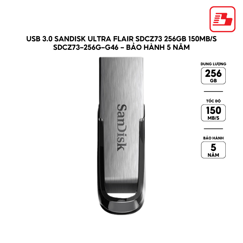 USB 3.0 SanDisk Ultra Flair SDCZ73 256GB 150MB/s SDCZ73-256G-G46 - Bảo hành 5 năm