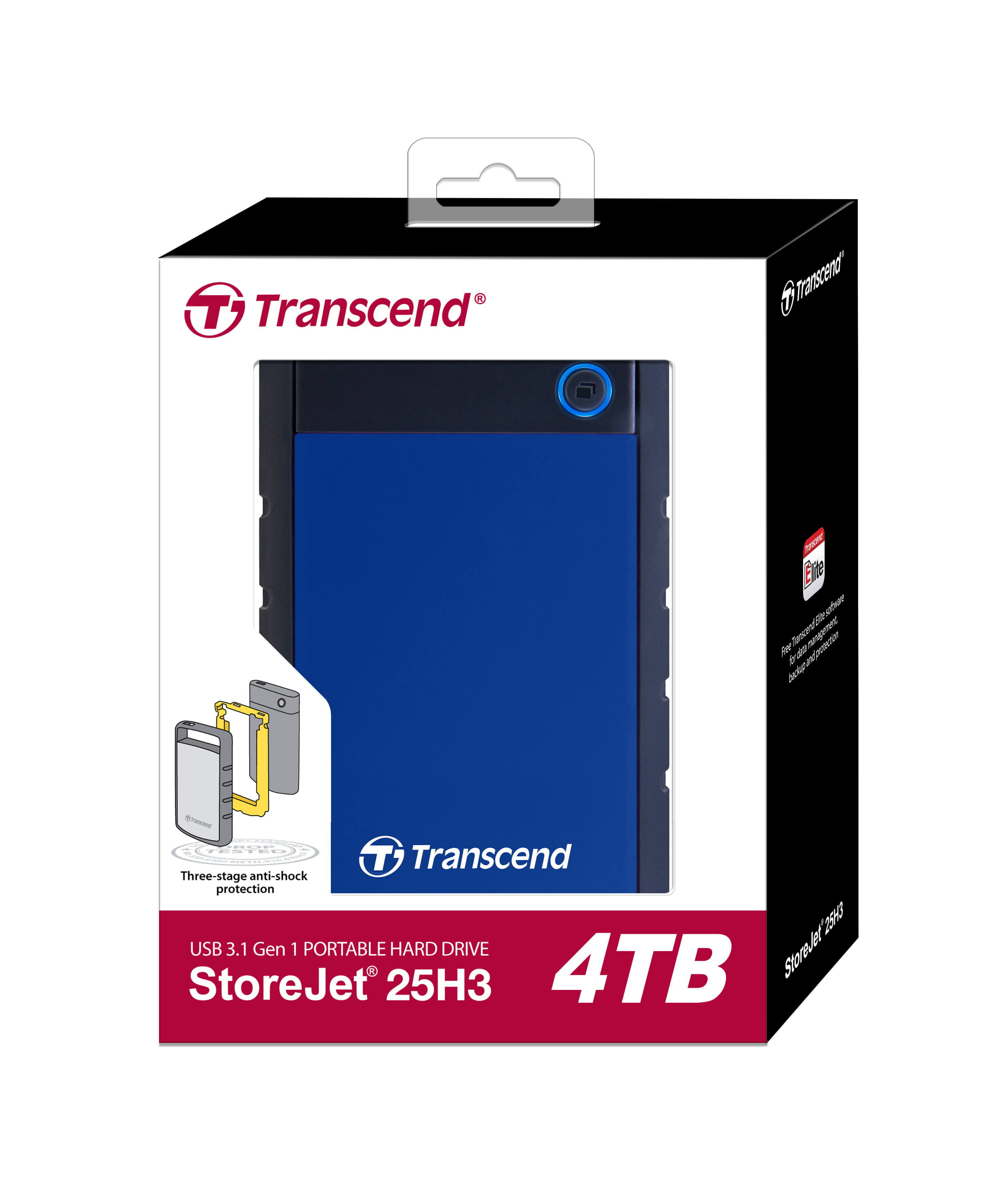 Ổ cứng di động HDD Transcend StoreJet Rugged 25H3 2.5" 4TB 5Gbps Xanh TS4TSJ25H3B - Bảo hành 3 năm
