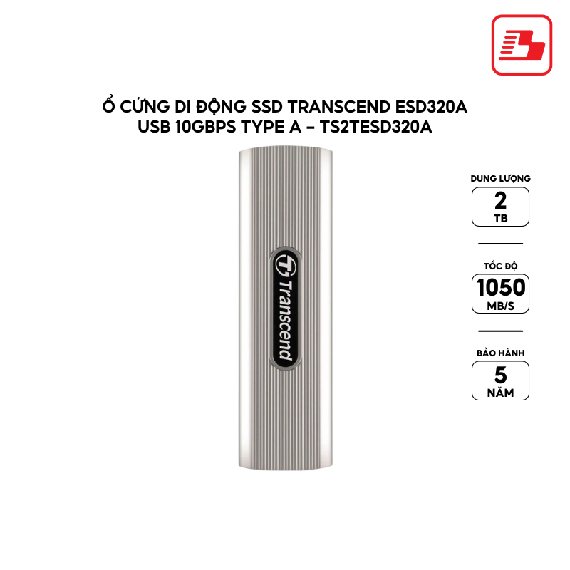 Ổ cứng di động SSD Transcend ESD320A 2TB 1050MB/s TS2TESD320A - Bảo hành 5 năm