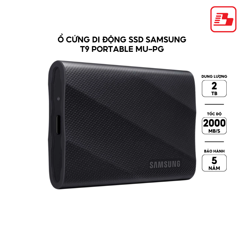 Ổ cứng di động SSD Samsung T9 Portable 2TB 2000MB/s MU-PG2T0B/WW - Bảo hành 5 năm