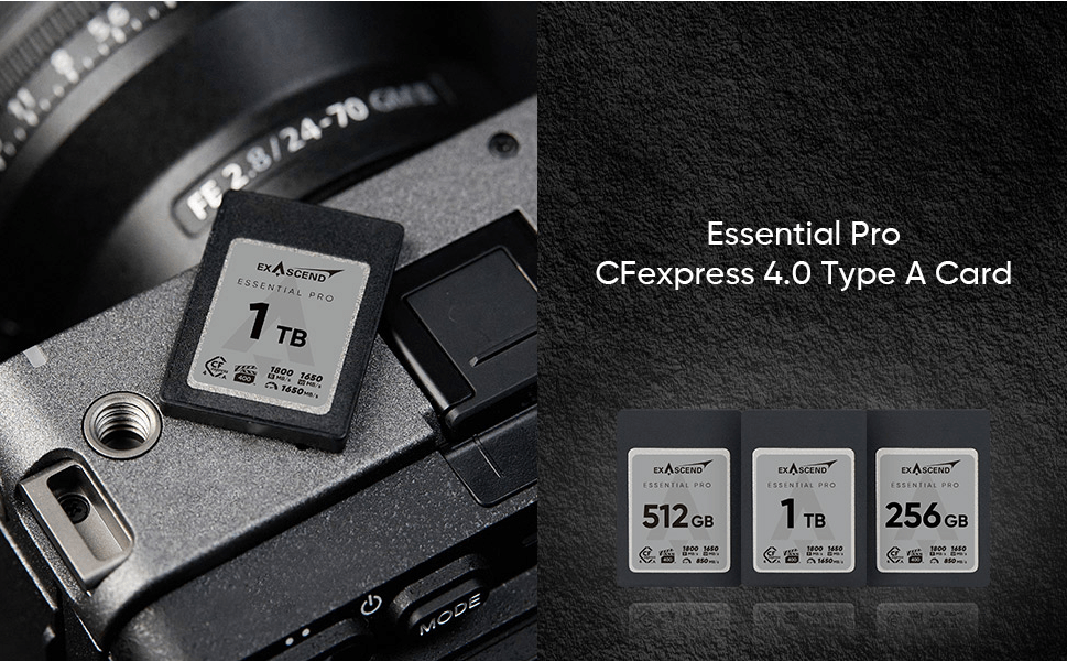 Thẻ Nhớ CFexpress Type A Exascend Essential Pro 256GB PCIe 4.0 upto 1800MB/s EXPC4EA256GB - Bảo hành 5 năm