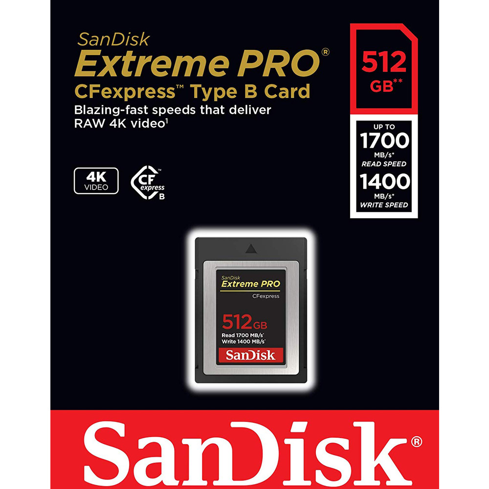 Thẻ nhớ CFexpress Type B SanDisk Extreme Pro 512GB up to 1700MB/s SDCFE-512G-GN4NN - Bảo hành trọn đời