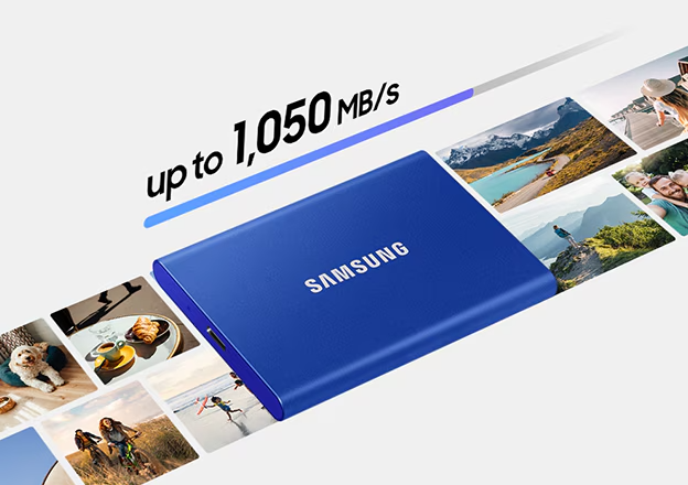 Ổ cứng di động SSD Samsung T7 Portable 1TB 1050MB/s Xám Titan MU-PC1T0T/WW - Bảo hành 3 năm