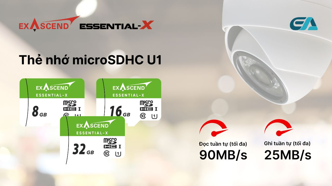 Thẻ nhớ microSDHC Exascend Essential-X 32GB C10, U1 upto 90MB/s ES032GTFC1MP - Bảo hành 5 năm