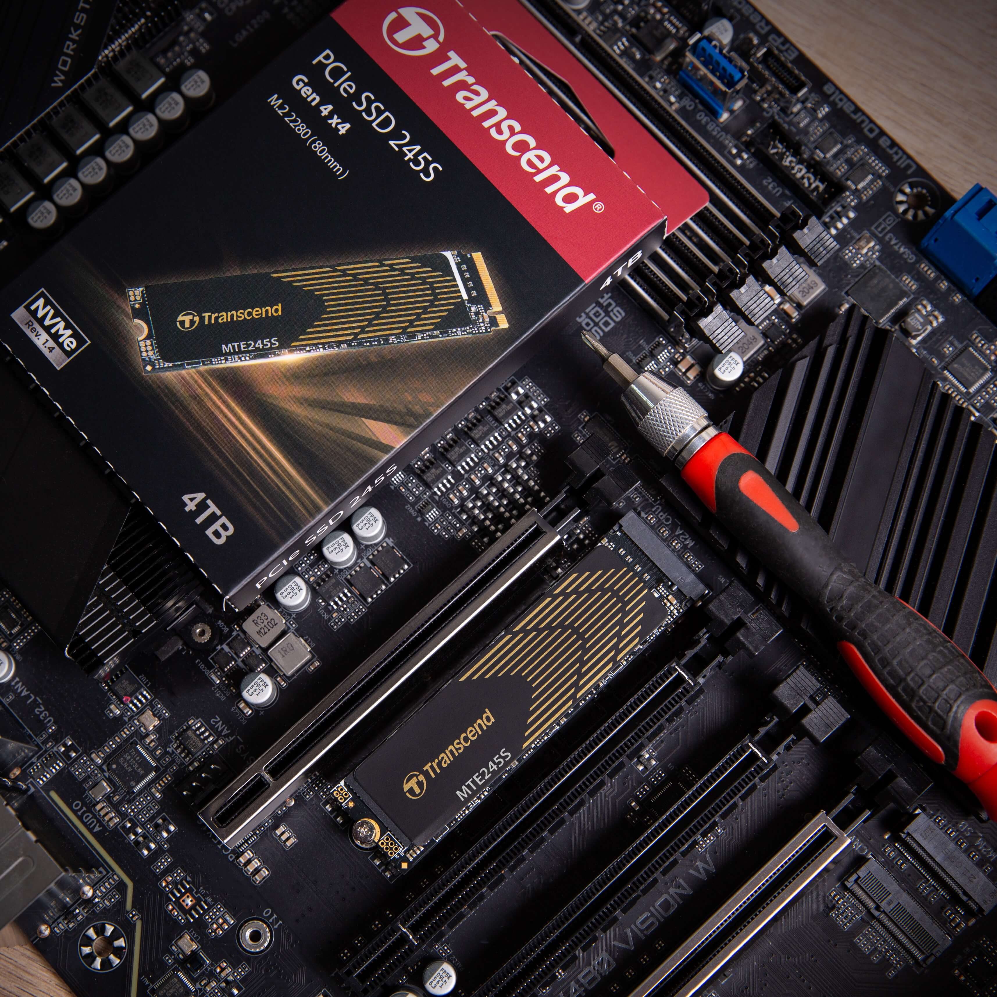 Ổ cứng gắn trong 500GB SSD245S M.2 2280, NVMe PCIe Gen4 x4, Transcend (up to R/W: 4800/2800MB/s) - Bảo Hành 5 năm