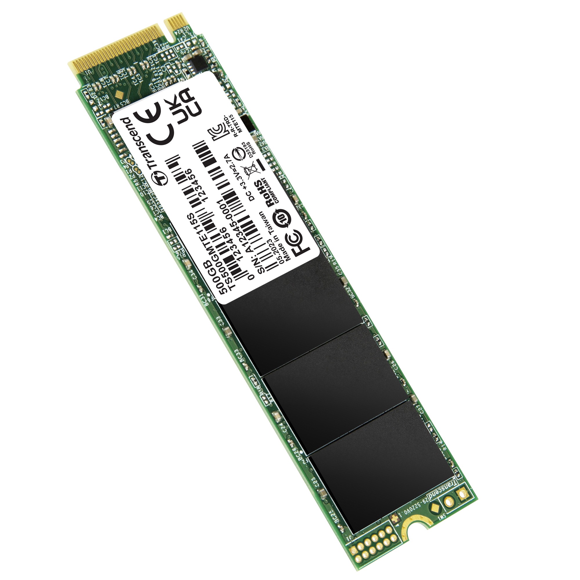 Ổ cứng gắn trong 500GB SSD115S M.2 2280, PCIe Gen3x4, Transcend (up to R/W: 3000/1600MB/s) - Bảo Hành 3 năm