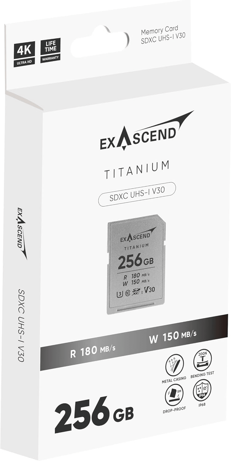 Thẻ Nhớ SDXC Exascend Titanium 256GB C10 U3 V30 UHS-I upto 180MB/s EX256GSDU1-M - Bảo hành 5 năm