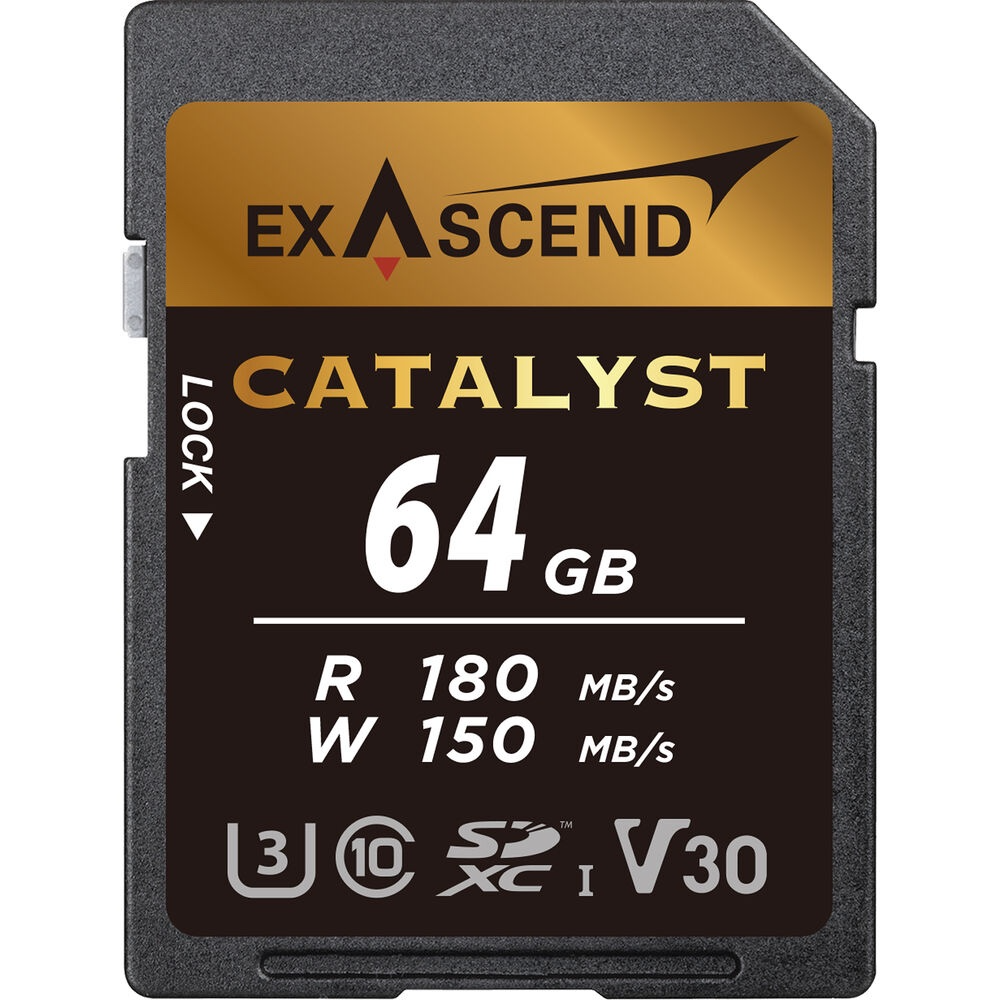 Thẻ nhớ SDXC Exascend Catalyst 64GB Class 10 V30 U3 UHS-I upto 180MB/s EX64GSDU1- Bảo hành 5 năm
