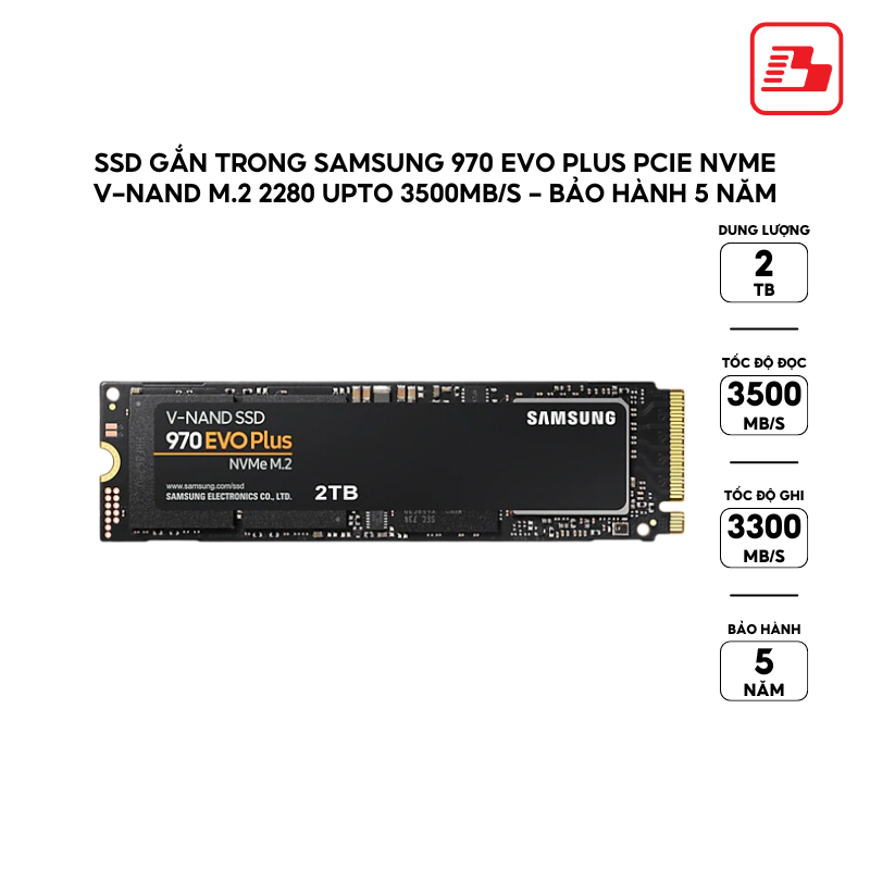Ổ cứng gắn trong Samsung SSD 2TB 970 EVO PLUS NVME M.2 MZ-V7S2T0BW - Bảo Hành 5 năm