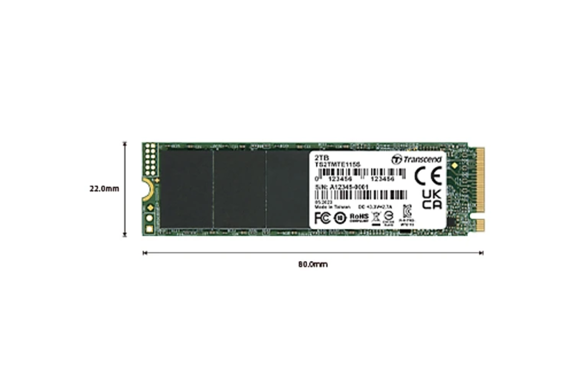 ổ cứng gắn trong 2TB SSD115S M.2 2280, PCIe Gen3x4, Transcend (up to R/W: 3200/1900MB/s) - Bảo Hành 3 năm