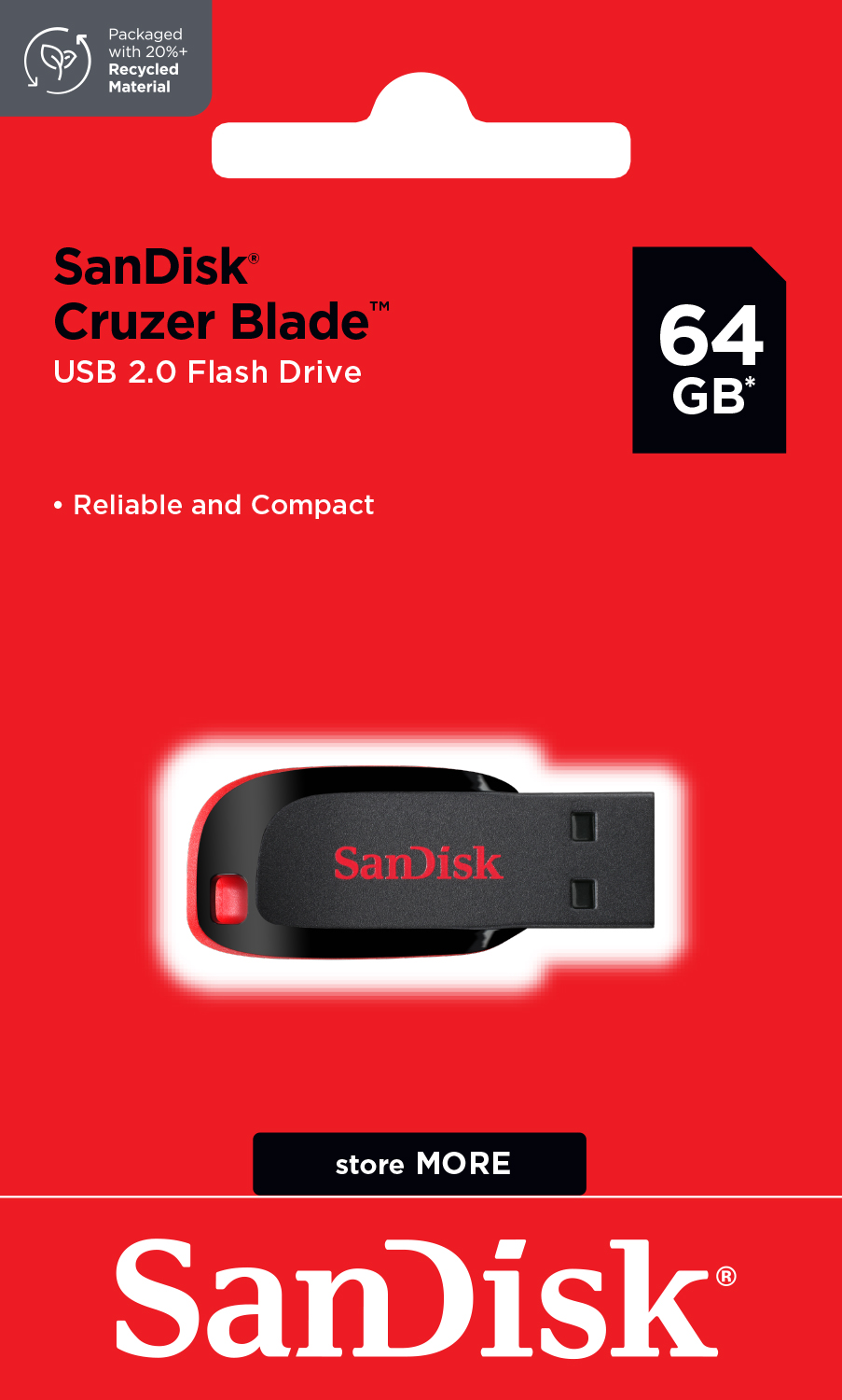 USB 2.0 SanDisk Cruzer Blade SDCZ50 64GB 20MB/s SDCZ50-064G-B35 - Bảo hành 5 năm