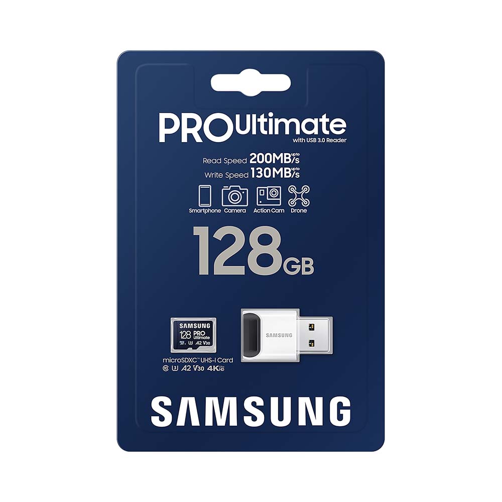 Thẻ nhớ microSD Samsung PRO Ultimate UHS-I 128GB kèm đầu đọc 3.0 upto 200MB/s MB-MY128SB/WW - Bảo hành 10 năm