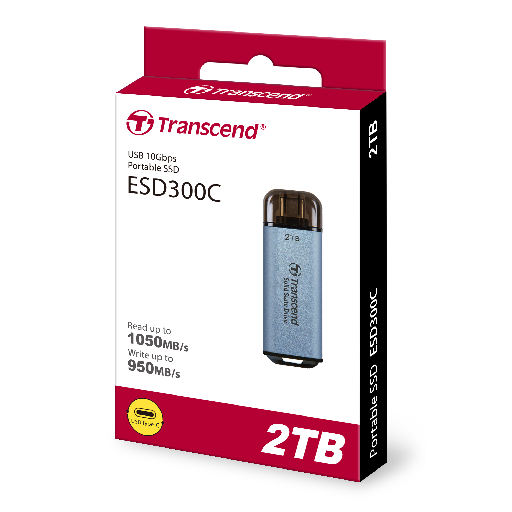 Ổ cứng di động SSD Transcend ESD300 2TB 1050MB/s Xanh TS2TESD300C - Bảo hành 5 năm