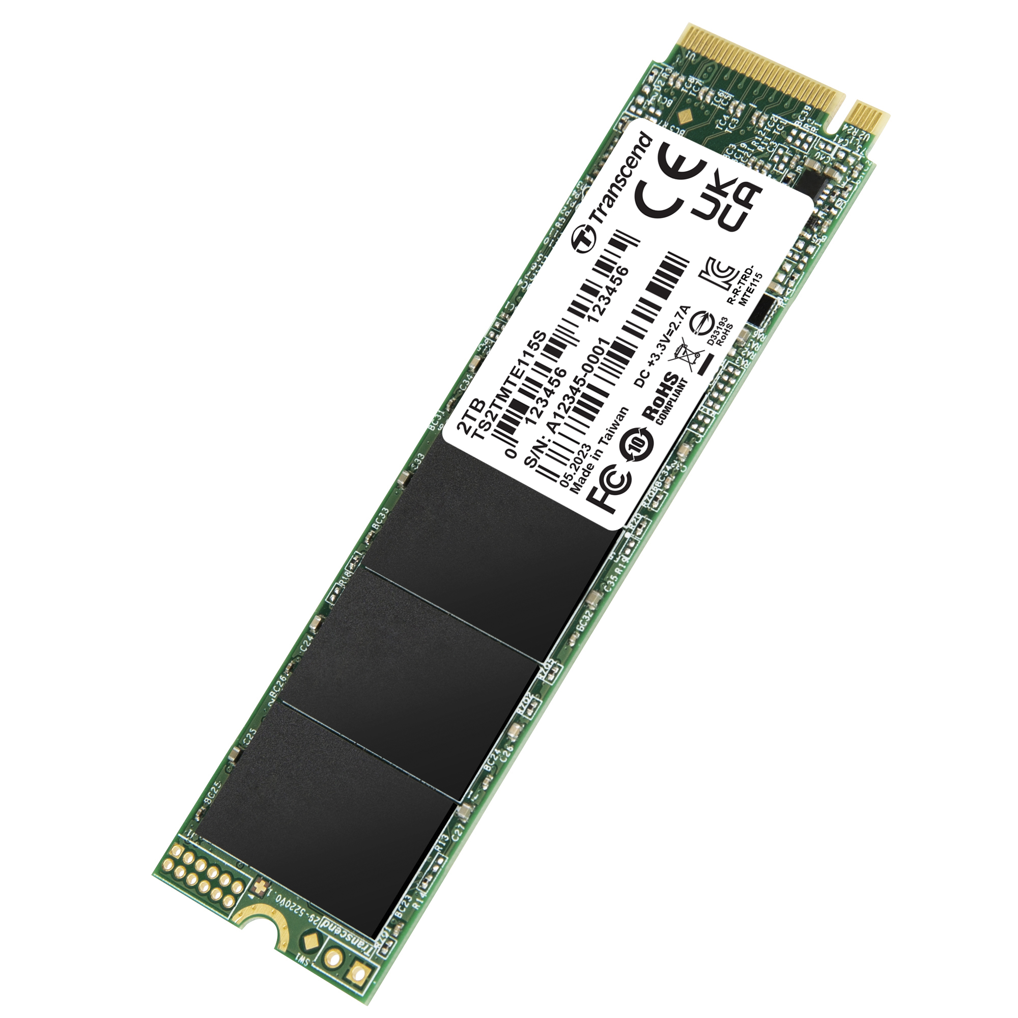 Ổ cứng gắn trong 2TB SSD115S M.2 2280, PCIe Gen3x4, Transcend (up to R/W: 3200/1900MB/s) - Bảo Hành 3 năm