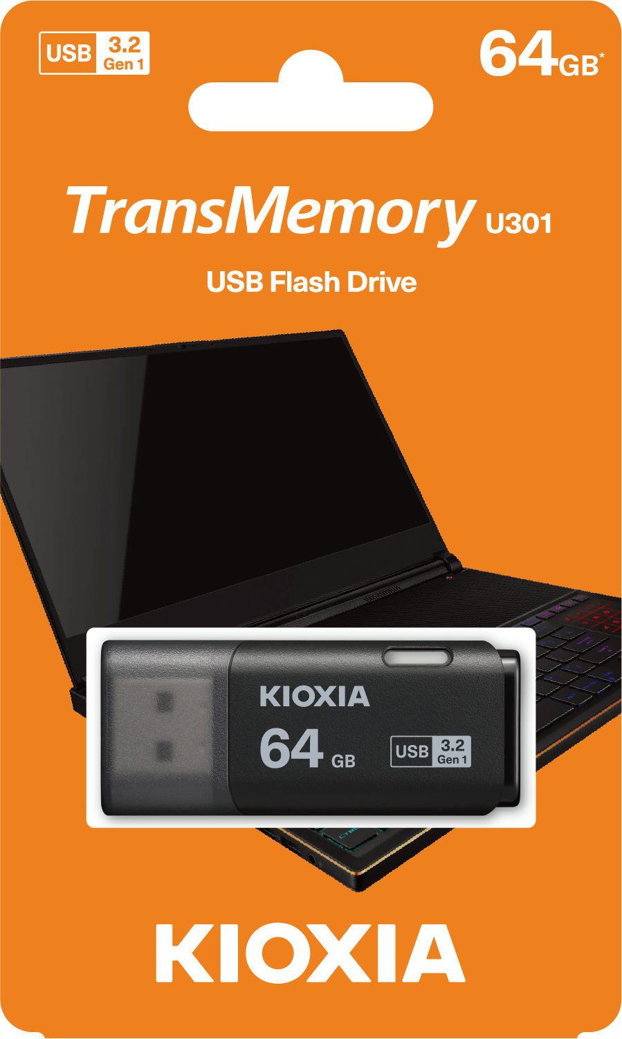 USB 3.2 KIOXIA TransMemory U301 64GB upto 100MB/s LU301K064GG4 Đen - Bảo hành 5 năm
