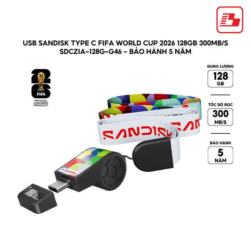 USB SanDisk Type C FIFA World Cup 2026 128GB 300MB/s SDCZIA-128G-G46 - Bảo hành 5 năm