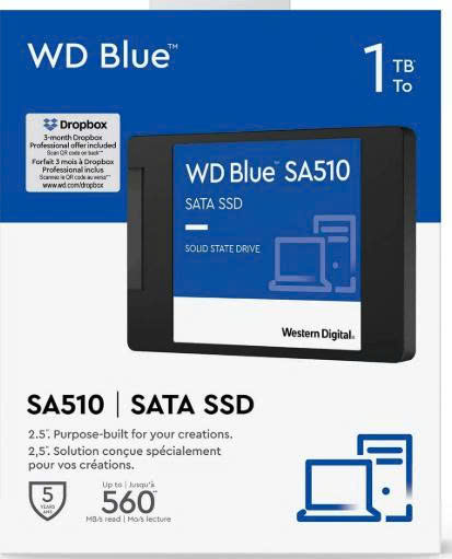 SSD gắn trong SSD WD 2.5 inch SATA III 1TB Blue SA510 upto 560MB/s WDS100T3B0A-00AXR0 - Bảo Hành 5 năm