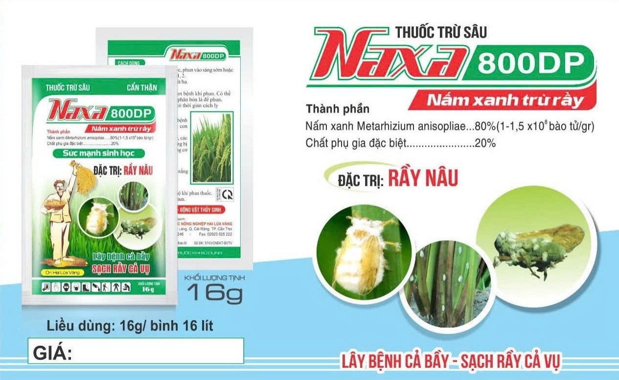 Sản phẩm nấm xanh sinh học NAXA 800DP của Hai Lúa Vàng