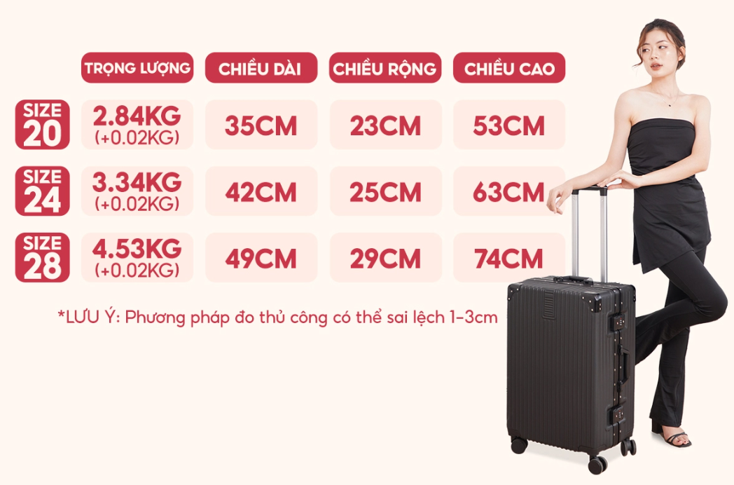 Vali Size 24 Là Gì? Kích Thước, Sức Chứa Và Lý Do Nên Chọn Vali Bamozo Size 24