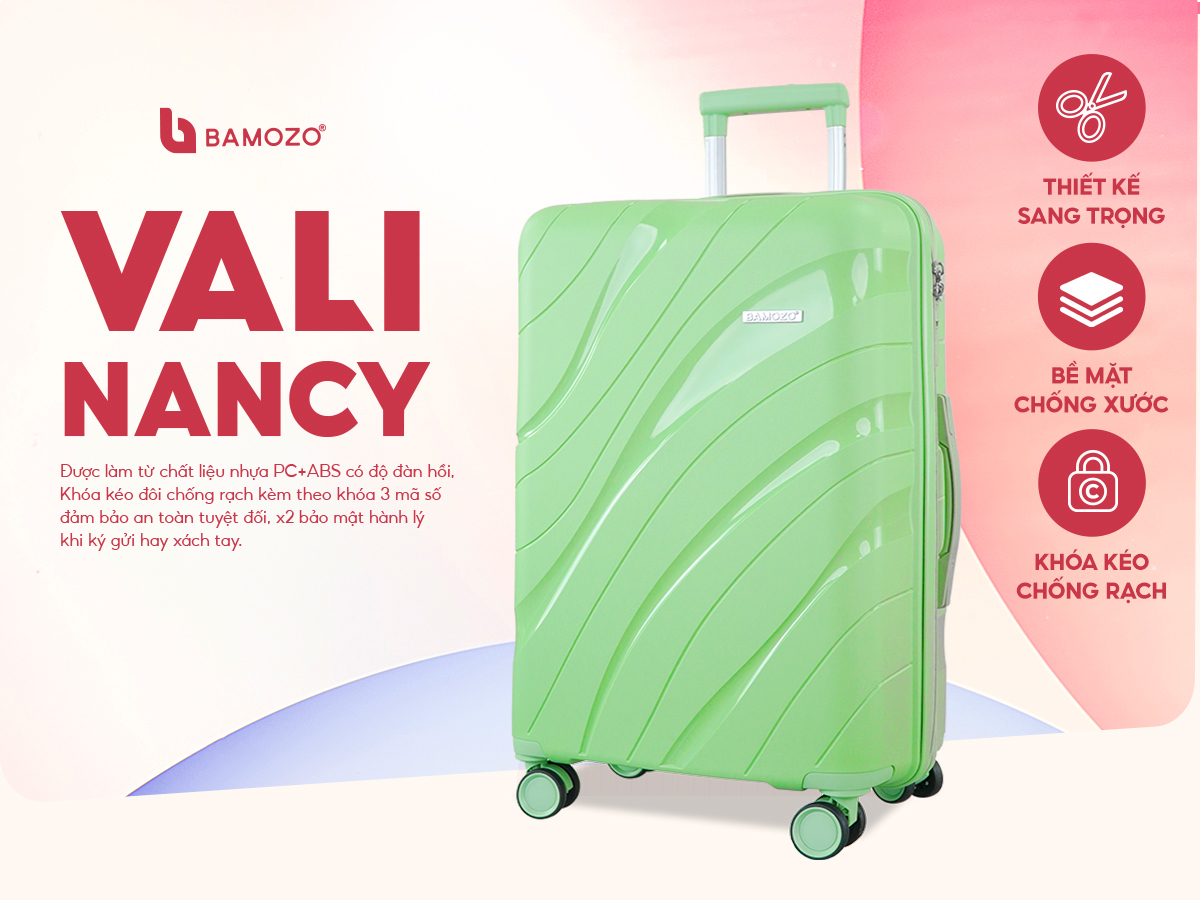 Thông số chi tiết vali siêu nhẹ Bamozo Nancy