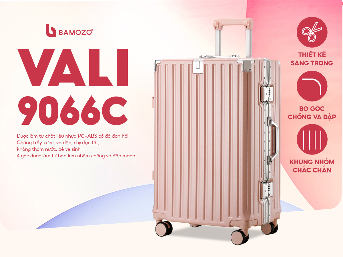 Thông tin chi tiết vali khung nhôm Bamozo 9066C Cao cấp