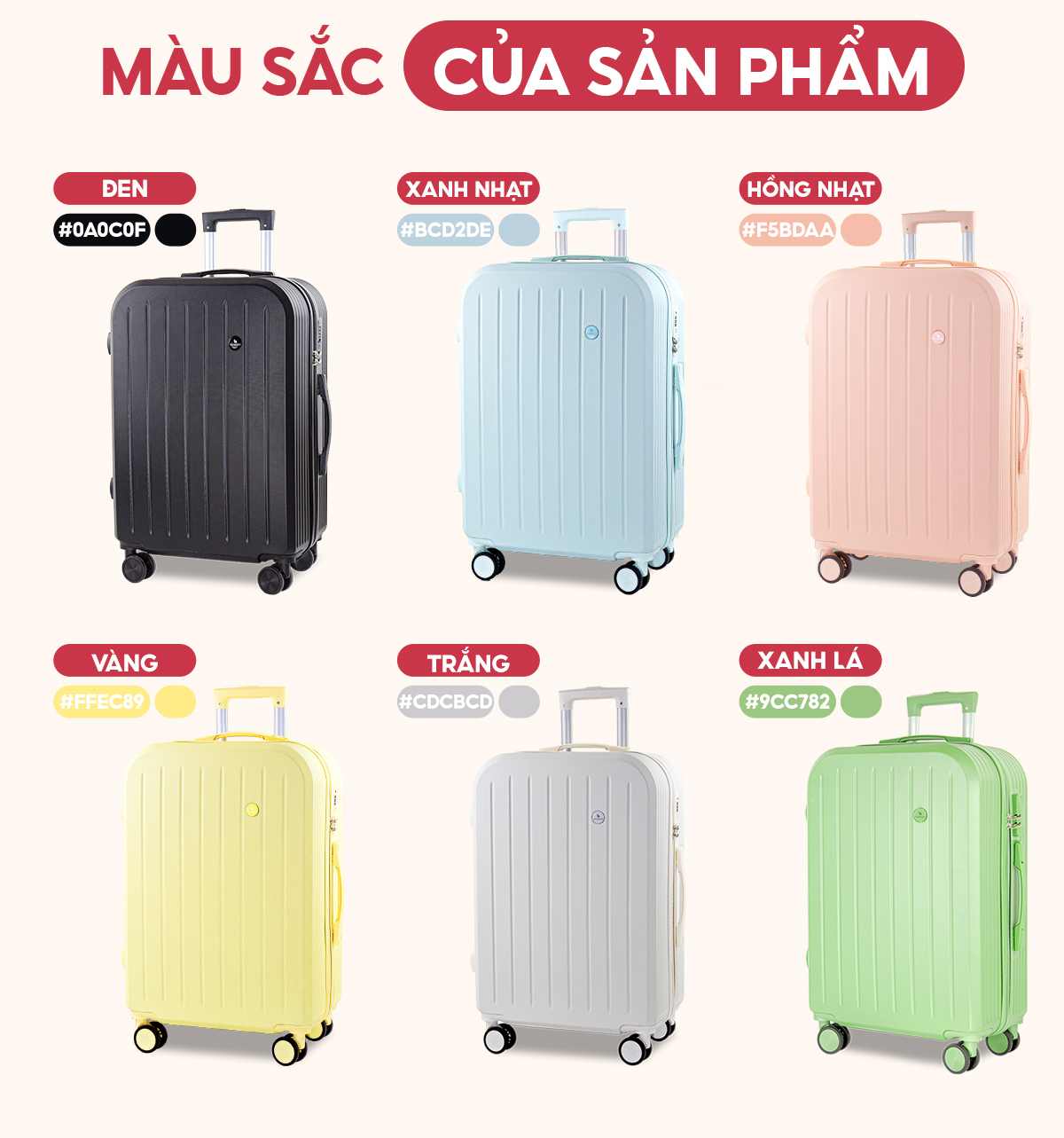 Thông số chi tiết vali khóa kéo Bamozo 8812