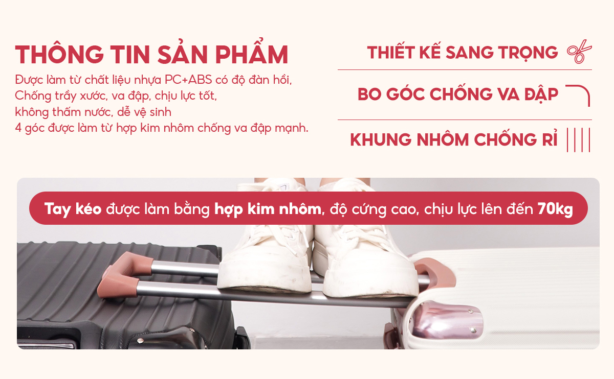 Thông tin chi tiết vali kéo du lịch Bamozo 8809