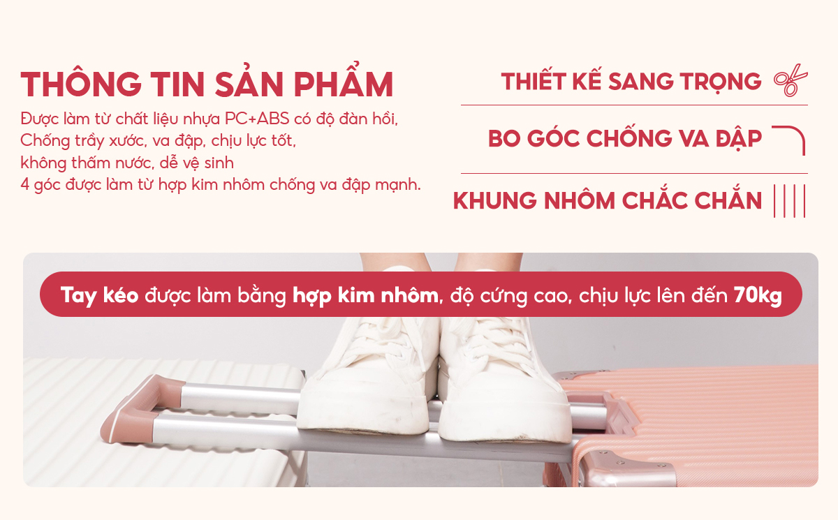 Thông tin chi tiết vali khung nhôm Bamozo 9066C Cao cấp