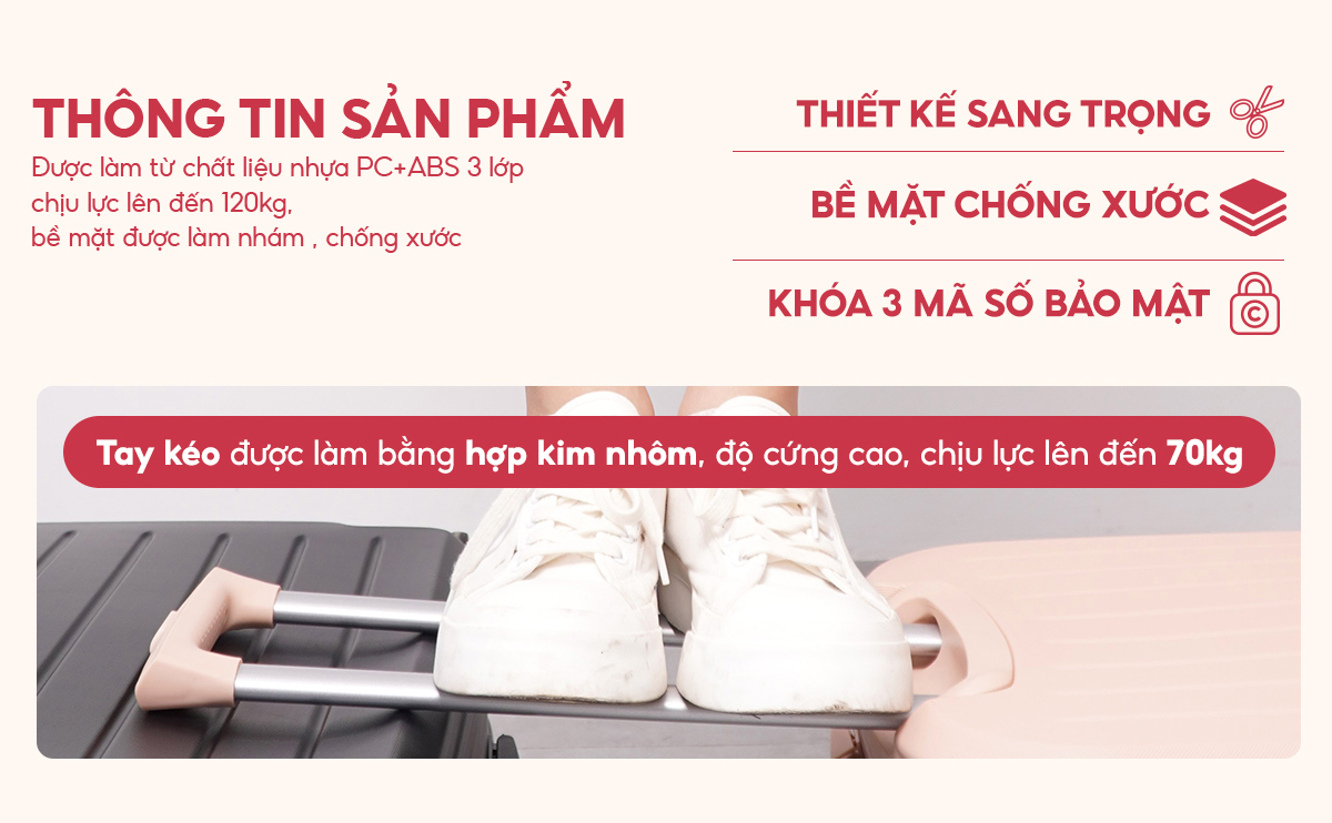 Thông số chi tiết vali khóa kéo Bamozo 8812