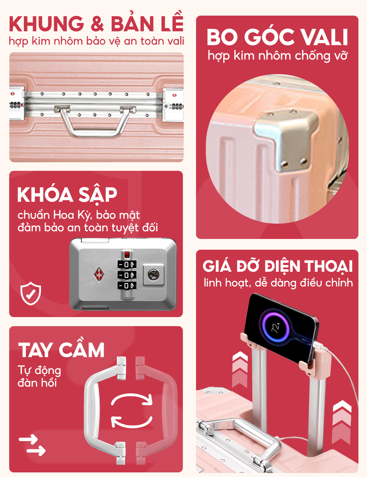 Thông tin chi tiết vali khung nhôm Bamozo 9066C Cao cấp